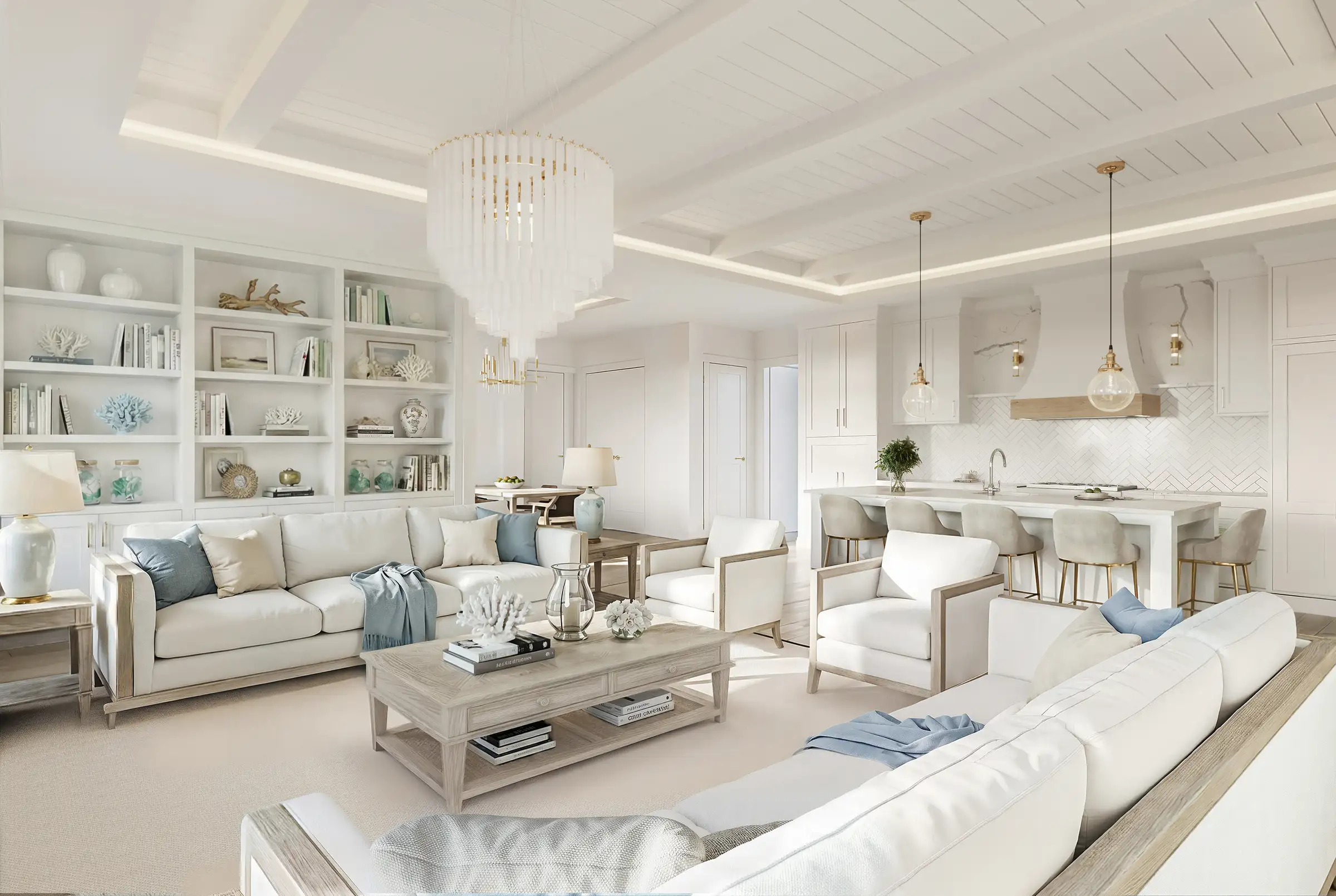 living room dining room kitchen